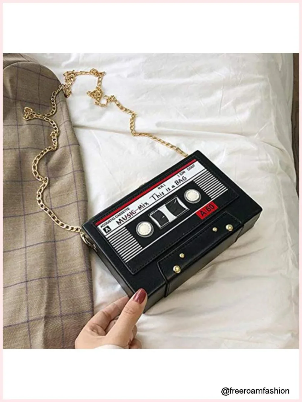 Retro Radio Shape Crossbody Bag PU Leather Metal Vintage Evening Clutch Purse
